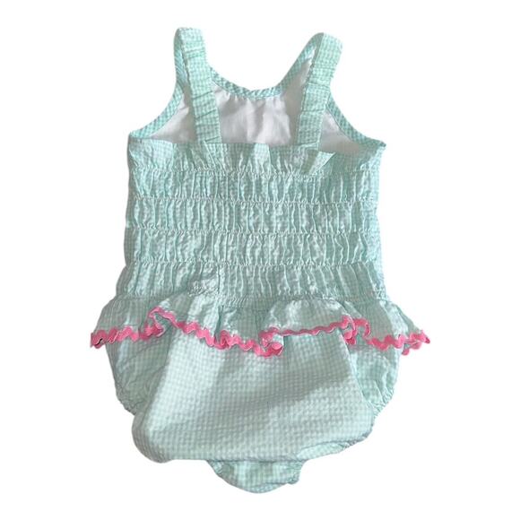 Funtasia too Dallas 5T Blue checkered pink Anchor bathing suit tutu one piece - Picture 3 of 9